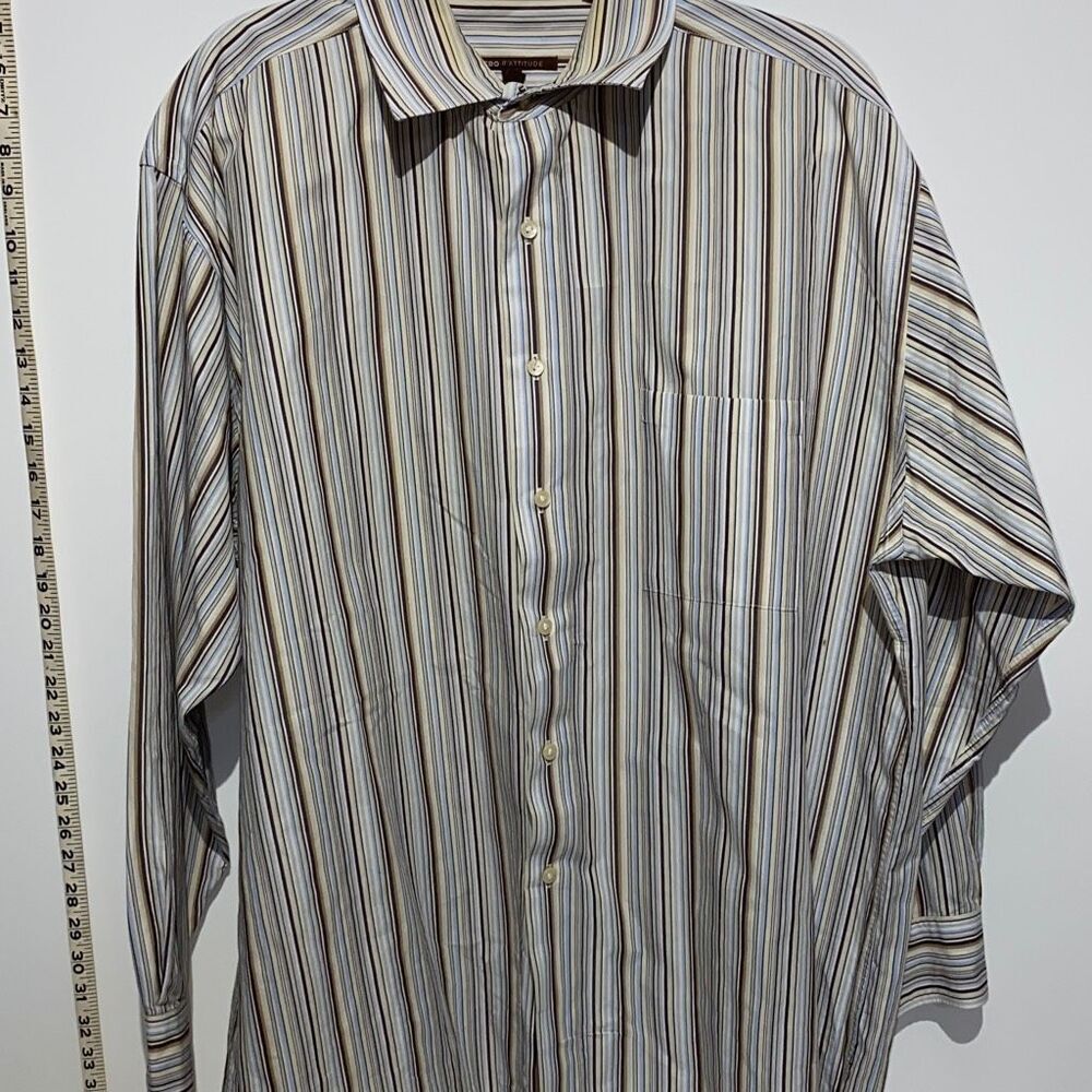 BCBG Attitude Men's Stripes Button-Down Long Sleeves Dress Shirt Multicolor Size